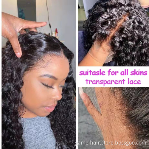 Wholesale 13*4" 4*4" Deep Wave Hd Lace Frontal Closure Wig Vendor Natural Virgin Brazilian Human Hair Transparent Lace Wig